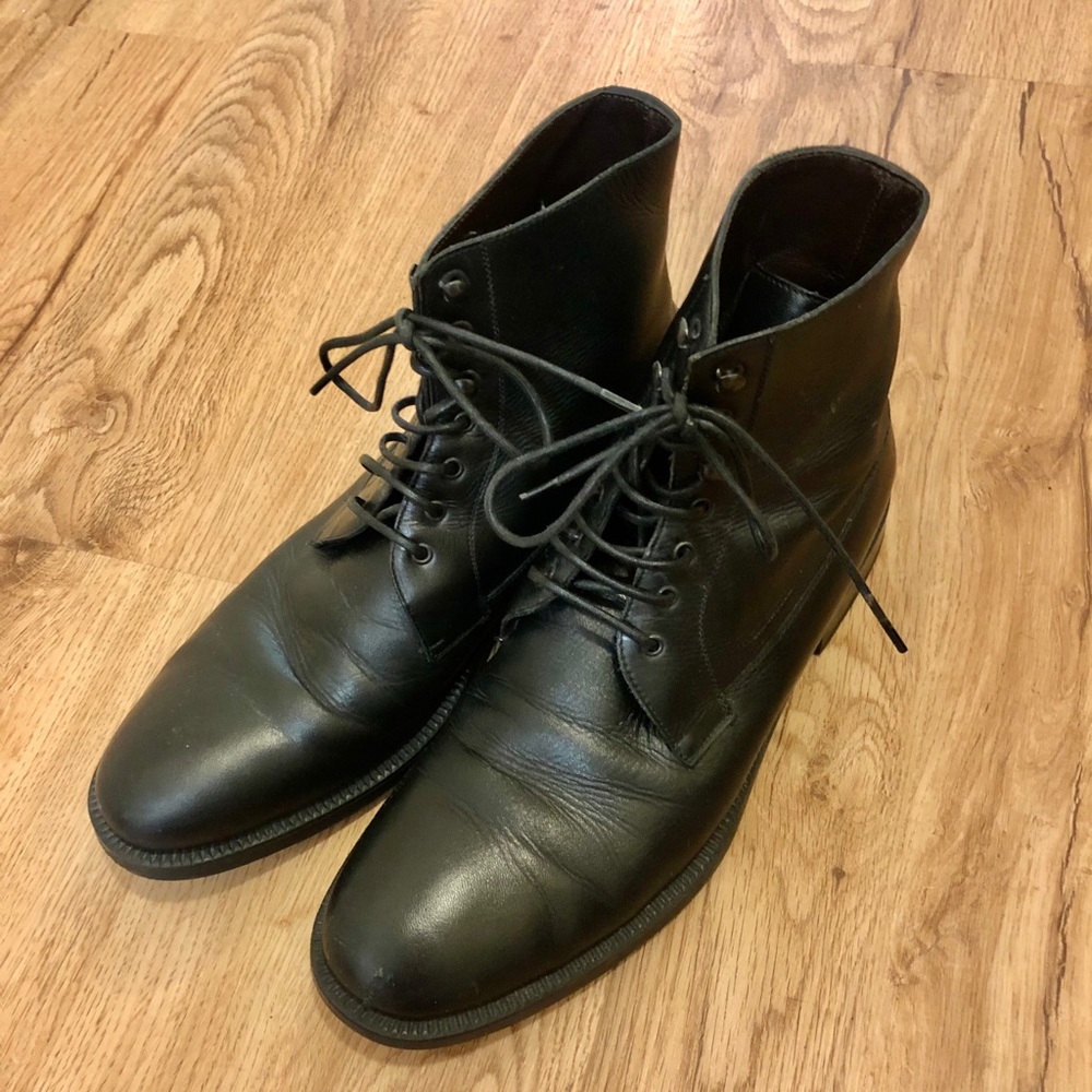 Man a.testoni black leather boots